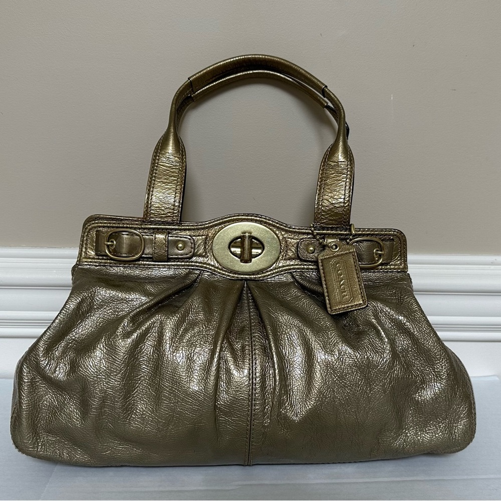 Coach Gold Patten Leather Shoulder Bag